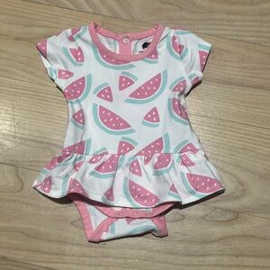 Monica & Andy Short Sleeve All Dressed Up Bodysuit Pink Watermelon Print